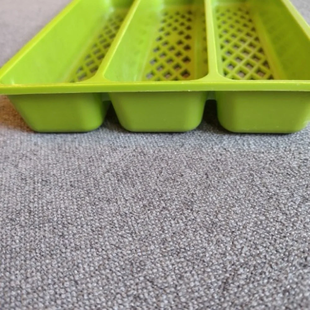 Vtg Plastic Utensil Drawer Organizer Silverware Holder Lattice Avocado Green